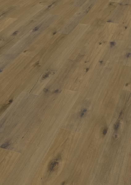 Landhausdiele Eiche astig, geräuchert, gebürstet, handgehobelt, geölt, Rohoptik 2,87m²/Paket